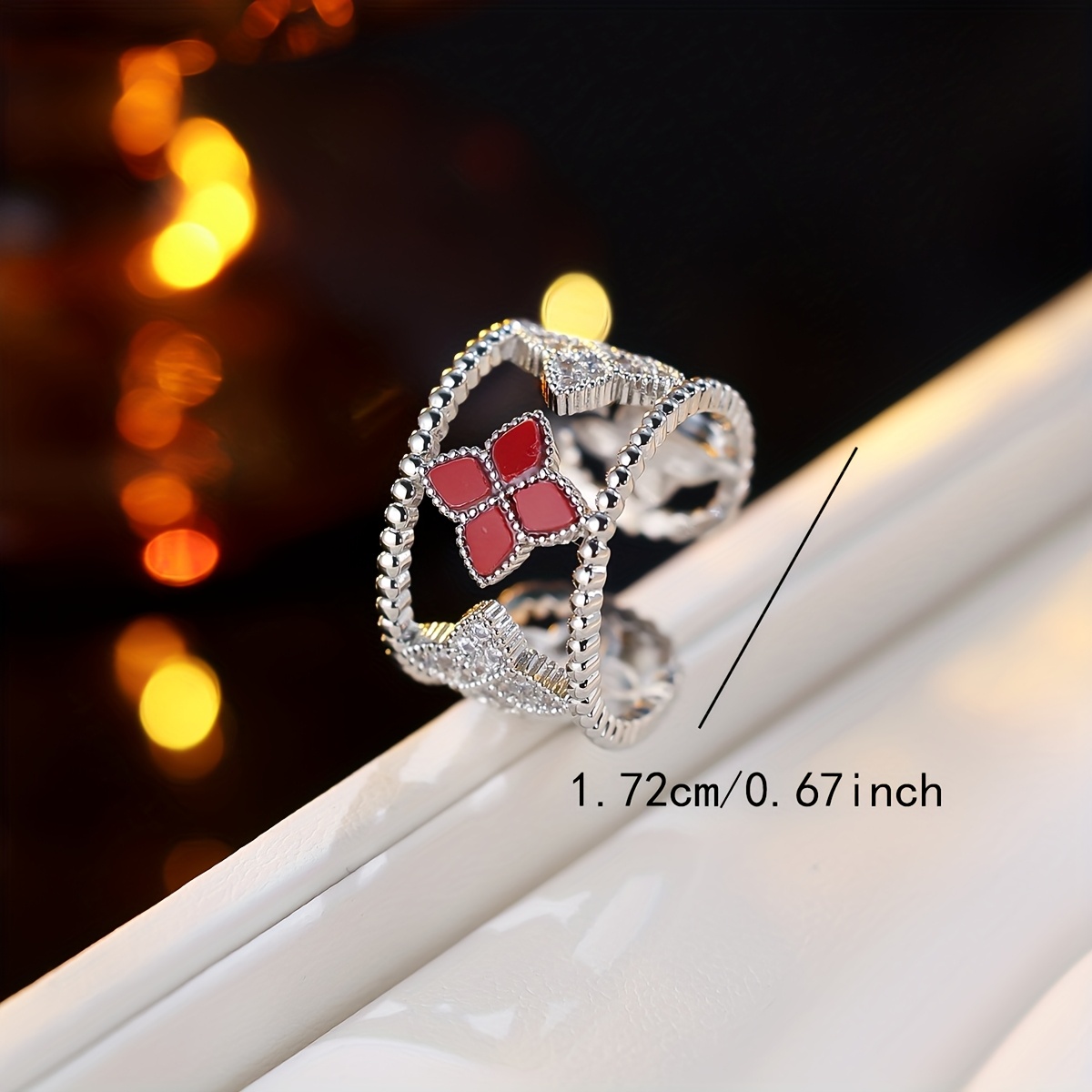 Classic Elegant Floral Shaped Hollow Double Ring for Women